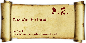 Mazsár Roland névjegykártya